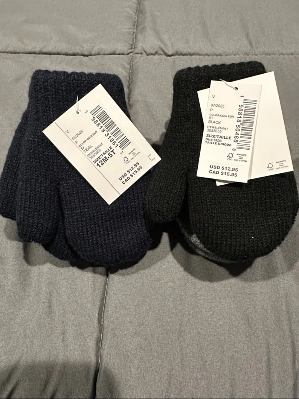 The Children's Place Kids Knit Mittens - Blue, Navy, Gray, Black